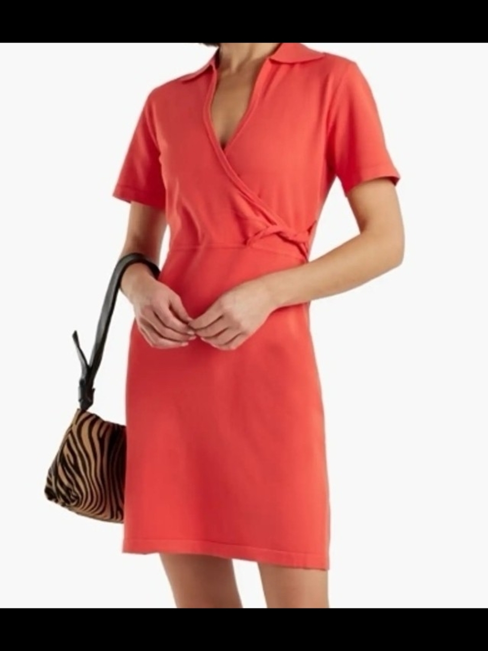 Derek Lam 10 Crosby Coral Short-Sleeve Knit Polo Dress Size M